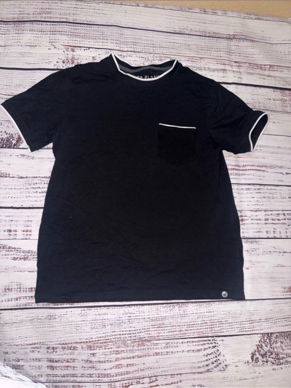 Free Planet Black Short-Sleeve Pocket Tee with White Trim